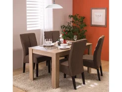 Mesa de comedor 135x80x75 cm blanca marrón