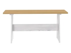Mesa de comedor y banco QUEEN de madera maciza de pino color marrón miel y blanco