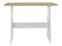 Mesa de comedor y banco QUEEN de madera maciza de pino color marrón miel y blanco