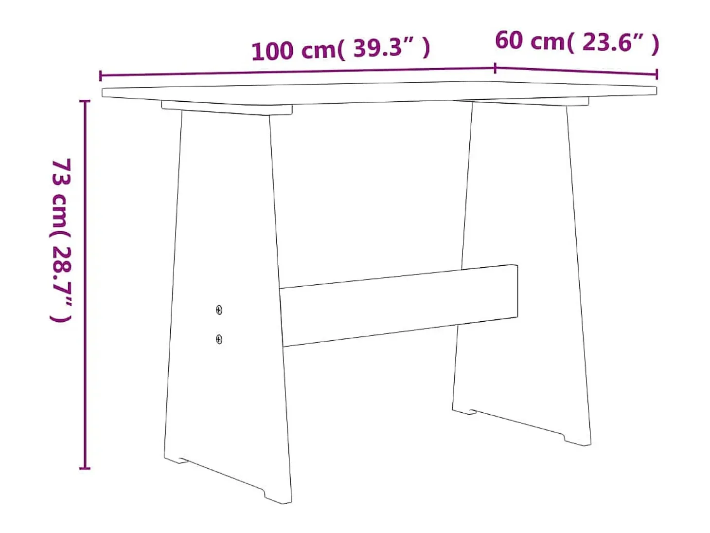Mesa de comedor y banco QUEEN de madera maciza de pino color marrón miel y blanco