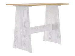 Mesa de comedor y banco QUEEN de madera maciza de pino color marrón miel y blanco