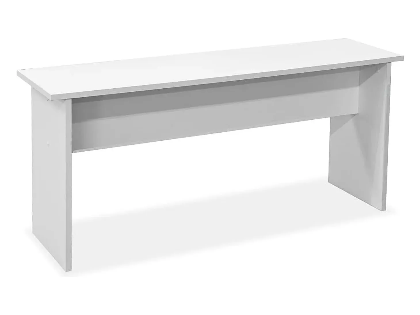 Mesa de comedor y bancos 3 piezas madera contrachapada blanca