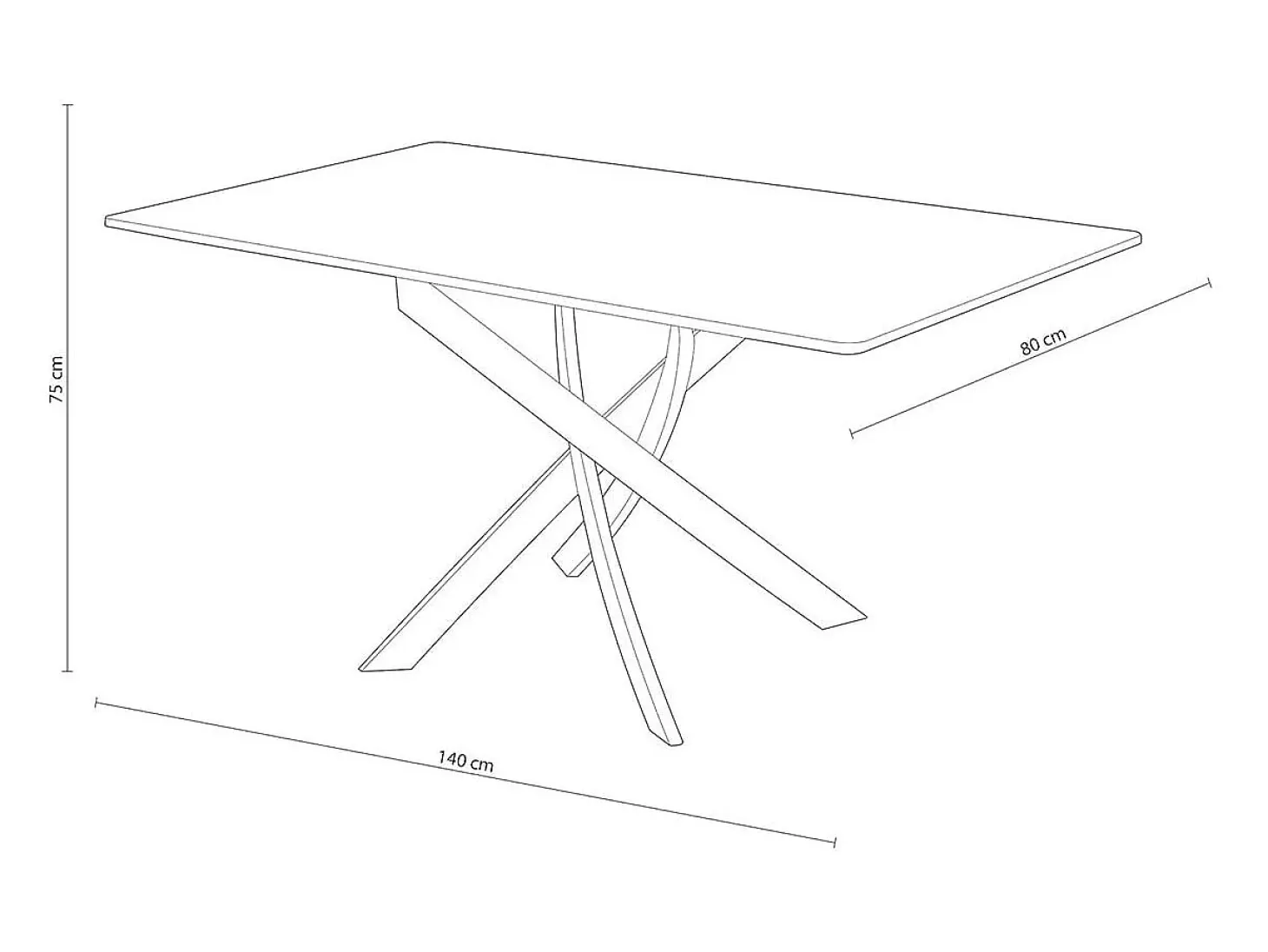 Mesa de comedor Zen patas cruzadas roble/negro 75x140x80 cm Adec