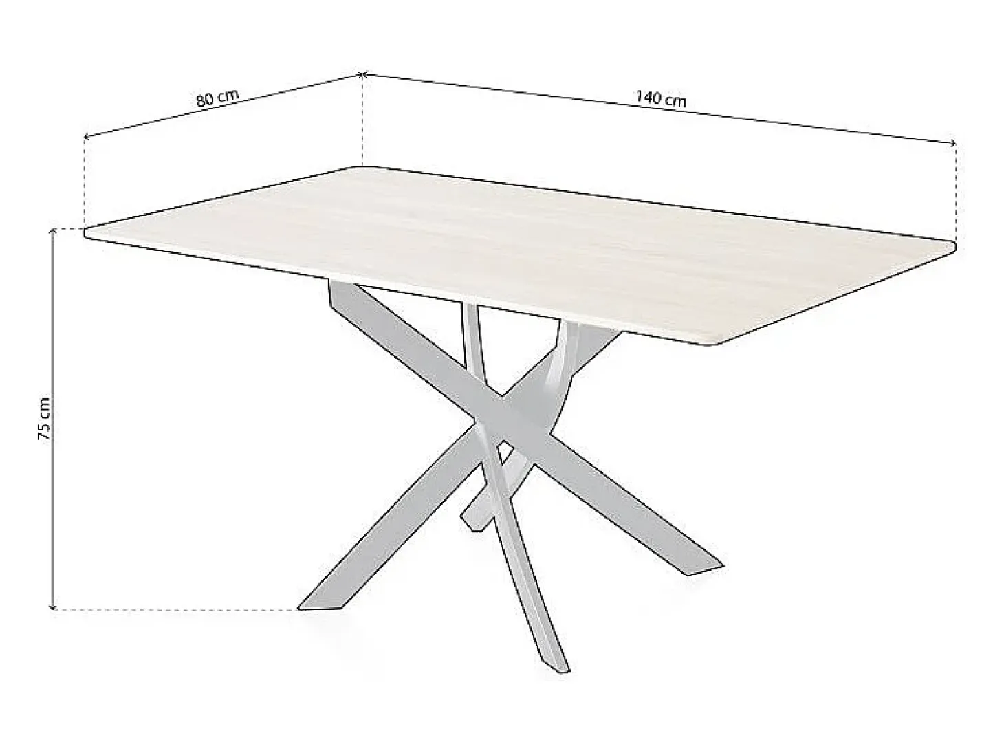 Mesa de comedor Zen patas cruzadas roble/negro 75x140x80 cm Adec
