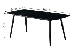 Mesa de Cristal Templado 120cm + 4 Sillas Polipiel. Comedor o Cocina, Negro