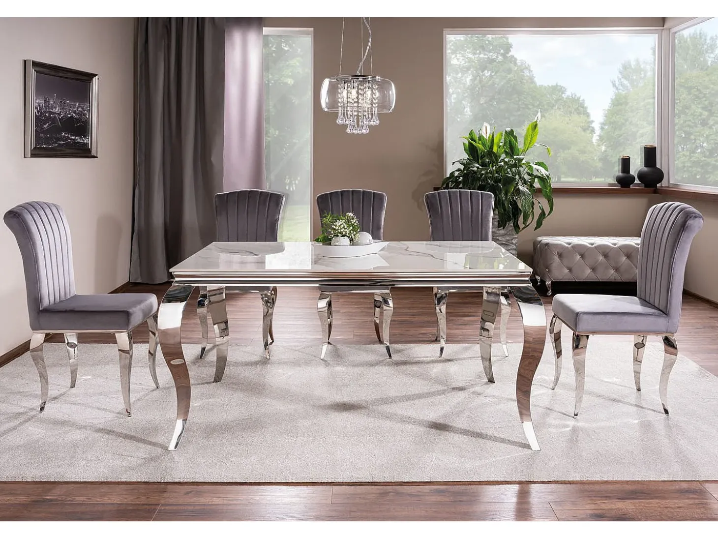Mesa de diseño Bolti 180cm de metal blanco y cerámica