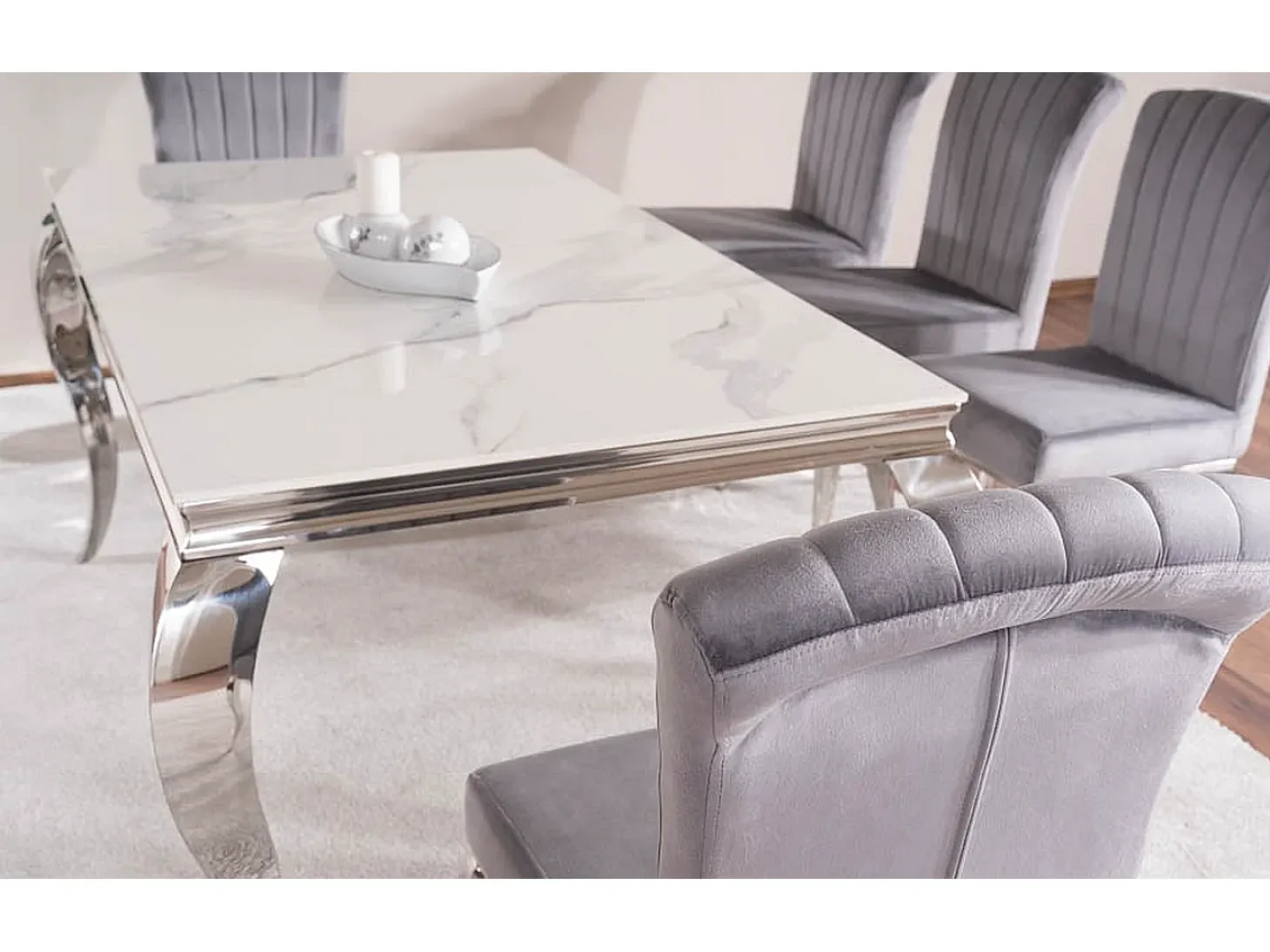Mesa de diseño Bolti 180cm de metal blanco y cerámica