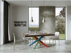 Mesa de diseño de madera marrón y patas entrelazadas multicolor 180 cm Artemis