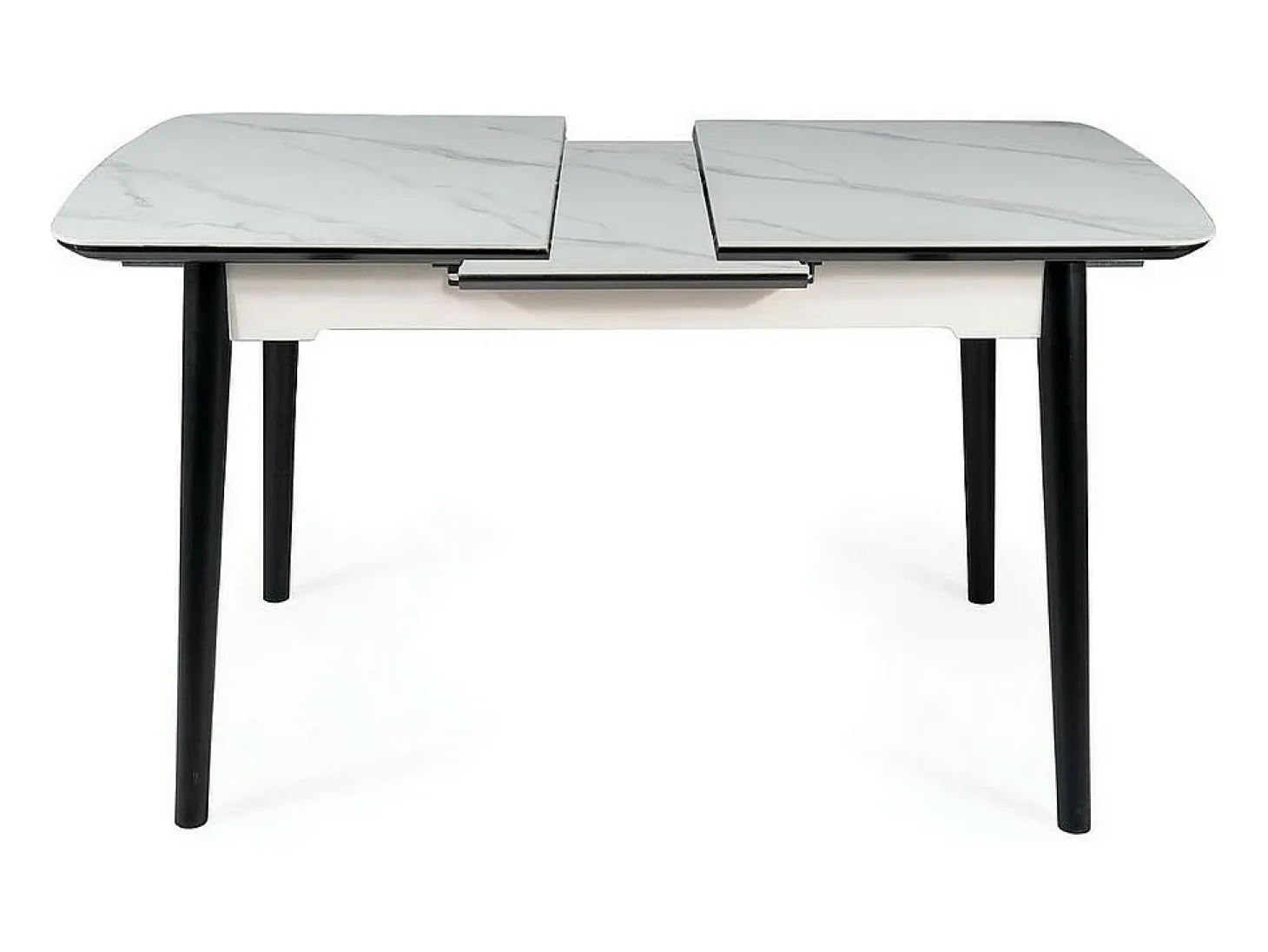 Mesa de diseño extensible Stevie 120-160 cm aspecto mármol blanco