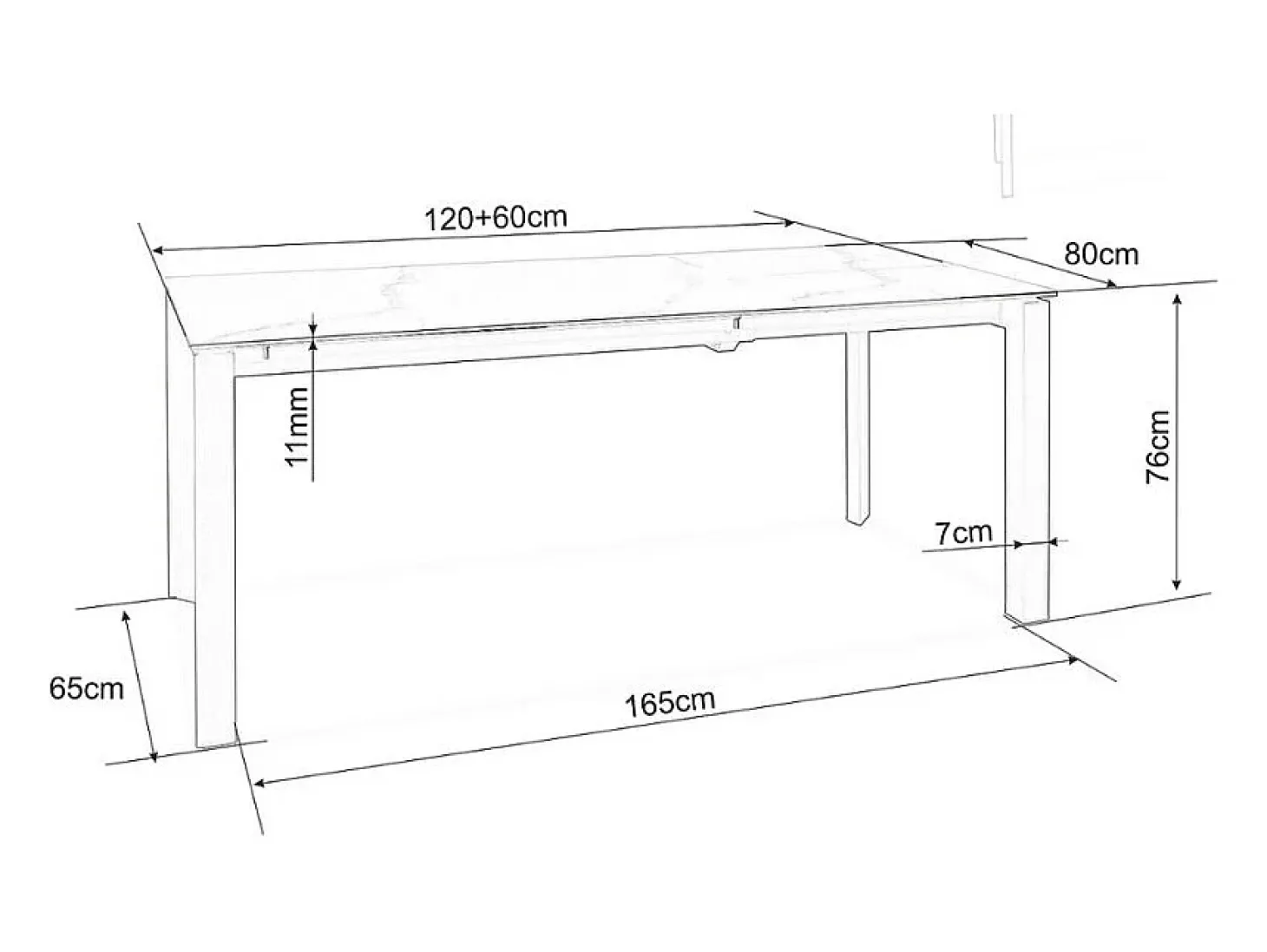 Mesa de diseño extensible Stevie 120-160 cm aspecto mármol blanco
