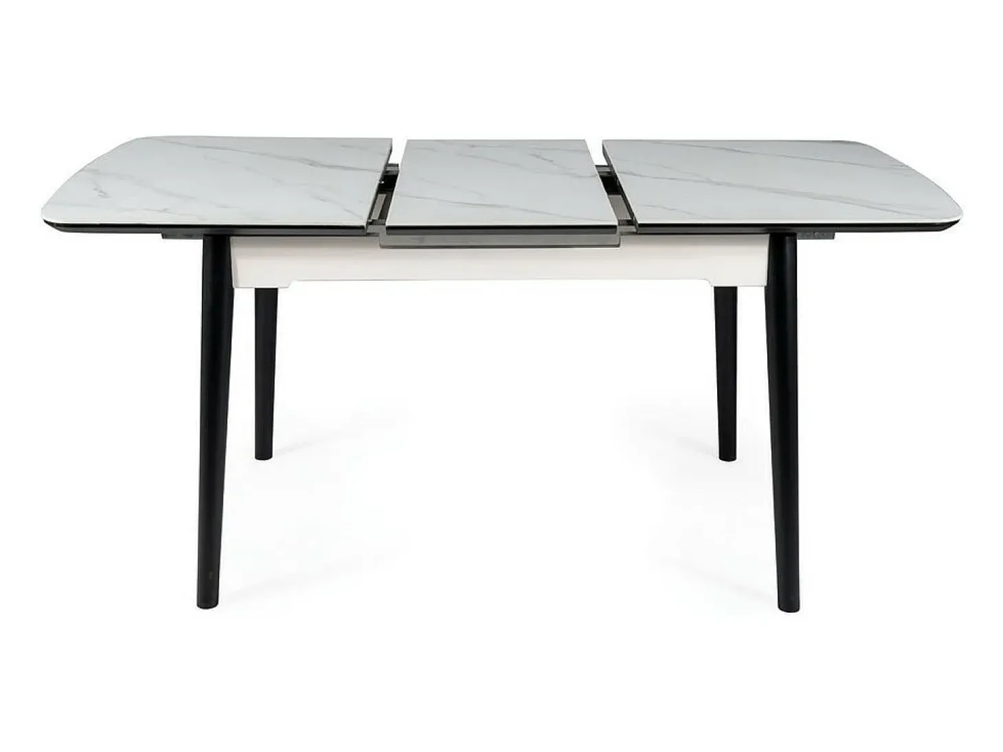 Mesa de diseño extensible Stevie 120-160 cm aspecto mármol blanco