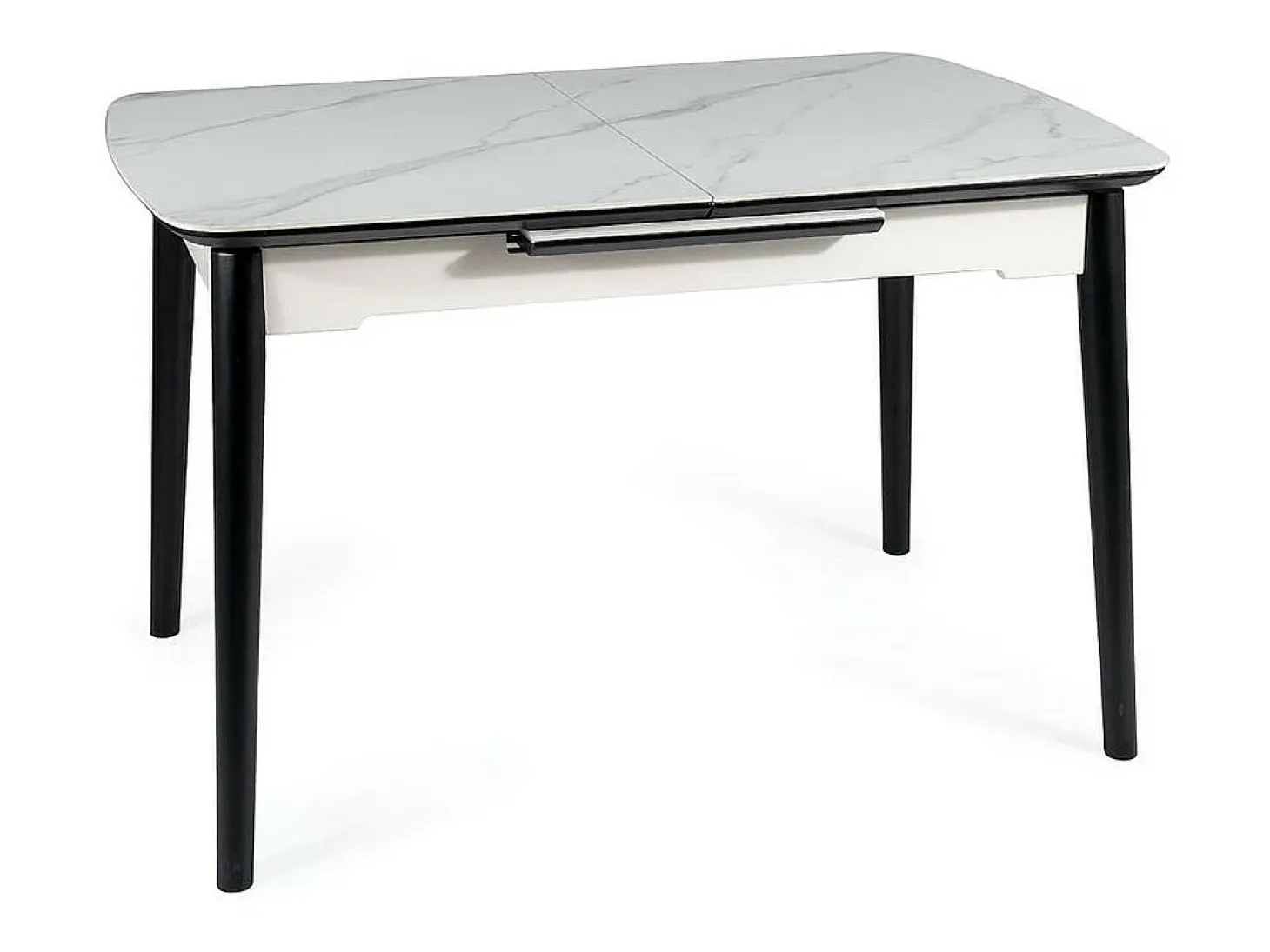 Mesa de diseño extensible Stevie 120-160 cm aspecto mármol blanco