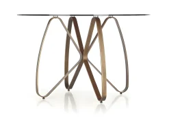 Mesa de diseño Mick de bronce y vidrieras