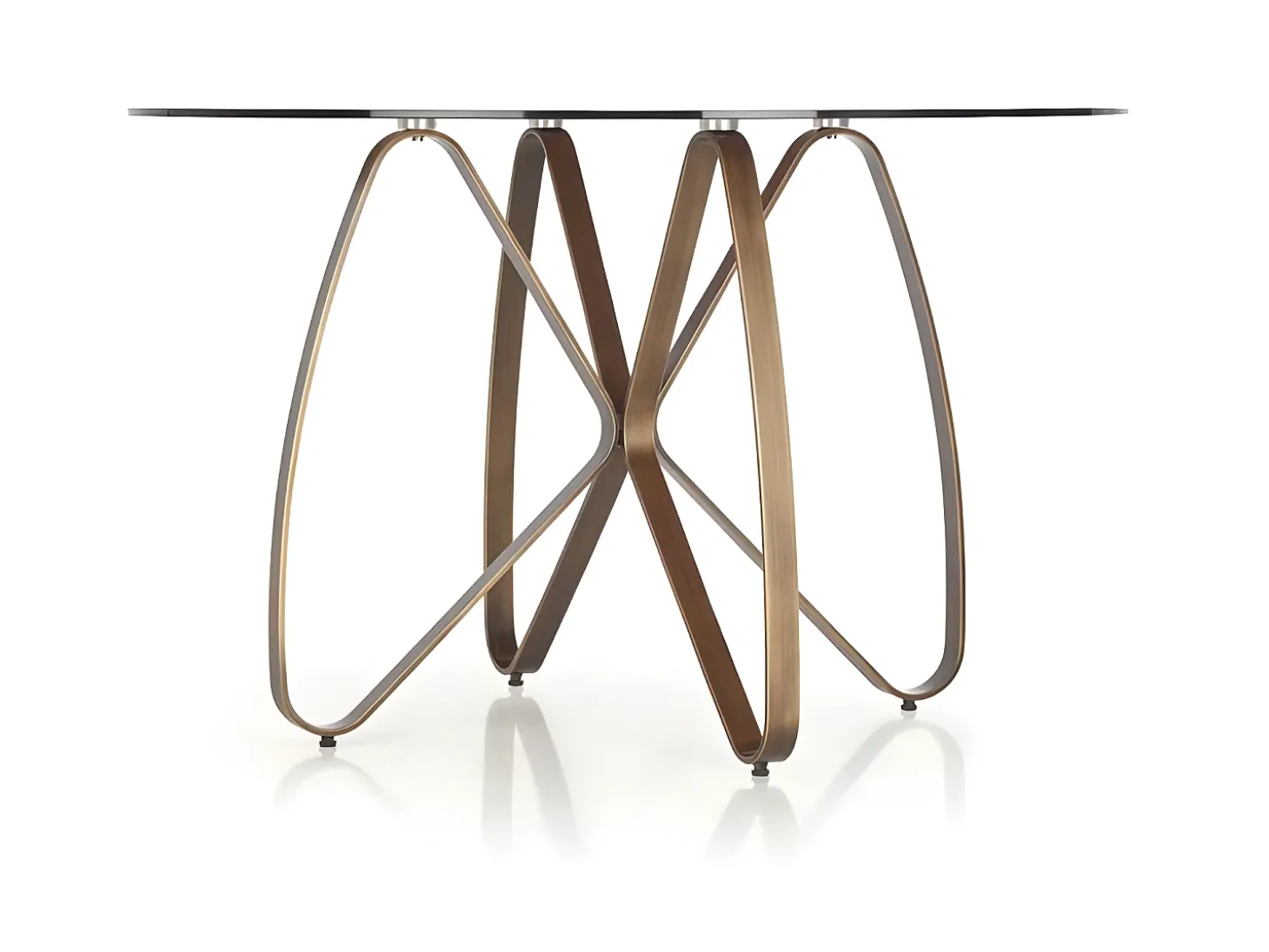 Mesa de diseño Mick de bronce y vidrieras