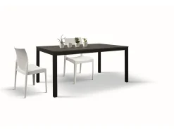 Mesa de madera, acabado acero y metal antracita, extensible 120x80 - TROPEA