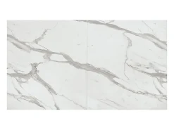 Mesa de madera, acabado blanco y base negra, extensible 160x90-240x90 - FORTE DEI MARMI