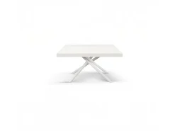 Mesa de madera, acabado blanco, base de metal pintada en blanco, 180×90–260×90 - CARRARA