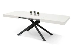 Mesa de madera, acabado blanco, base antracita, extensible 160x90 - FORTE DEI MARMI