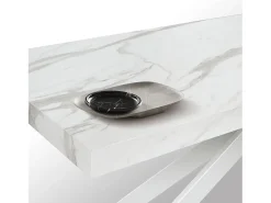 Mesa de madera, acabado blanco y patas X blancas, extensible 140x90 - 220x90 - CAMAIORE