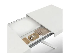 Mesa de madera, acabado blanco ,base X blanca, extensible 140x90 - CAMAIORE