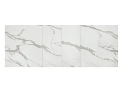 Mesa de madera, acabado blanco, base de madera negra, extensible 160x90-240x90 - VULCANO