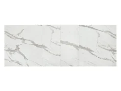 Mesa de madera, acabado blanco, patas blancas, extensible 140x90- 220x90 - CARRARA