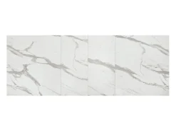 Mesa de madera, acabado blanco, base blanca, extensible 140x90-220x90 - FORTE DEI MARMI