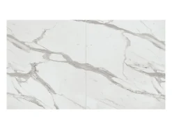 Mesa de madera, acabado estatuario blanco, patas negras, extensible 160x90-240x90 - CARRARA
