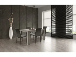 Mesa de madera, acabado gris cemento, extensible 160x90 - MARZAMEMI