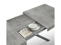 Mesa de madera, acabado gris, base en X de metal antracita, 180×90– 260×90 - CAMAIORE