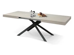 Mesa de madera, acabado olmo perla, base antracita, extensible 140x90 - FORTE DEI MARMI