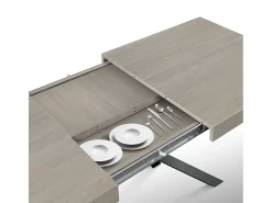 Mesa de madera, acabado olmo perla, base antracita, extensible 140x90 - FORTE DEI MARMI