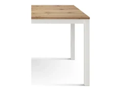 Mesa de madera acabado roble, marco metal blanco 110x68 - RAVENNA