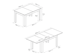 Mesa de madera acabado roble, extensible 140×90 cm - 220×90 cm - LIPARI