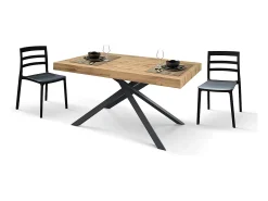 Mesa de madera, acabado roble, base antracita, extensible 140x90 - FORTE DEI MARMI