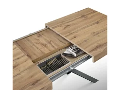 Mesa de madera, acabado roble, base antracita, extensible 140x90 - FORTE DEI MARMI