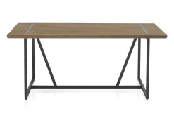 Mesa de madera de abeto 180x90 con patas metálicas negras