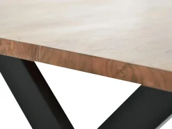 Mesa de madera de acacia y patas de metal color natural
