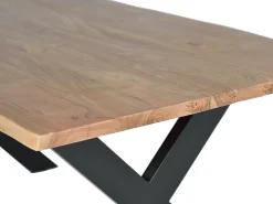 Mesa de madera de acacia y patas de metal color natural