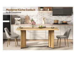 Mesa de madera de estilo escandinavo, veta de roble, 150 cm, impermeable.