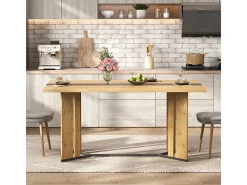 Mesa de madera de estilo escandinavo, veta de roble, 150 cm, impermeable.
