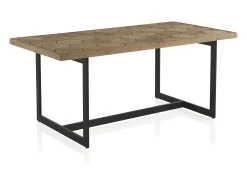 Mesa de madera de fresno con pie metálico 178x90