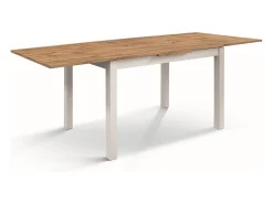 Mesa de madera efecto roble, patas blancas, extensión 110x70cm-190x70cm - POSITANO