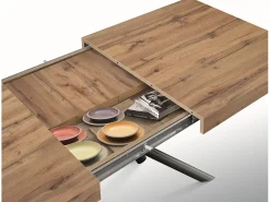 Mesa de madera, efecto roble, base antracita,largo 160x90-240x90cm - CARRARA