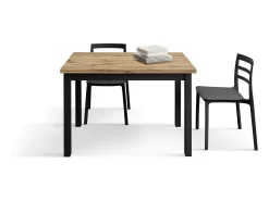 Mesa de madera efecto roble, patas antracita, 140x80-220x80cm largo - POSITANO
