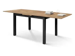 Mesa de madera efecto roble, patas antracita, 140x80-220x80cm largo - POSITANO