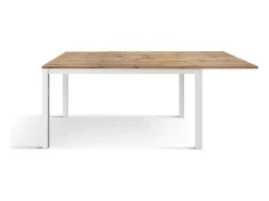Mesa de madera, efecto roble, base blanca, ext.120x80-170x80cm - TROPEA