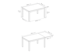 Mesa de madera, efecto roble, base antracita, ext.120x80-170x80cm - TROPEA