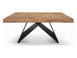 Mesa de madera, efecto roble, base antracita, ext.180×90-260×90cm - VULCANO