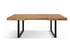 Mesa de madera efecto roble, base antracita, ext.160×90-240×90cm - CINQUALE